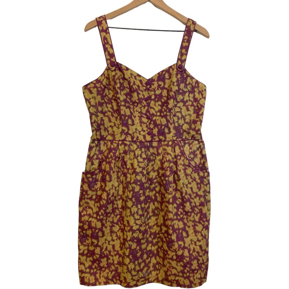 NEW Animal Print Sundress Size‎ XL Linen Blend Retro 1960s Country Club Picnic